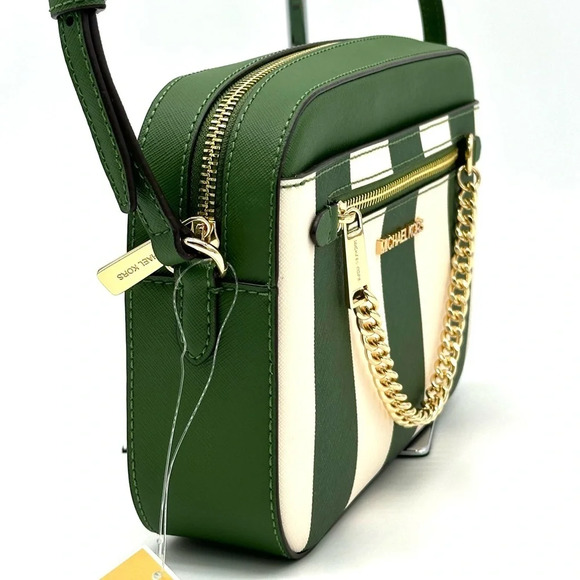 Michael Kors Large EW Zip Chain Xbody Crossbody Bag Fern Green Multi - Picture 4 of 11